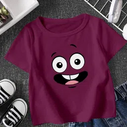 FIONAA TRENDZ Kids Maroon Graphic Print Round Neck T-shirt-picture-36
