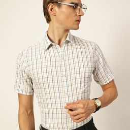 Thomas Scott Men Smart Spread Collar Tartan Checked Cotton Formal Shirt-image-62