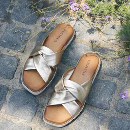 Peach Flores Women Lisbon Leather Open Toe Flats-11