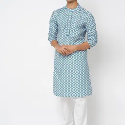 Arch element Men Ethnic Motifs Printed Thread Work Kurta image 2
