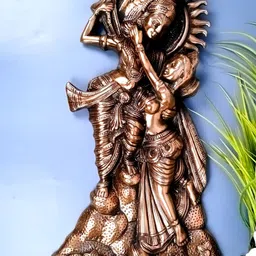 apka mart Brown Textured Metal Radha Krishna Wall Hanging-image-16