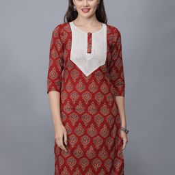 ETRAANA Printed Pure Cotton Round Neck Kurta-image-65