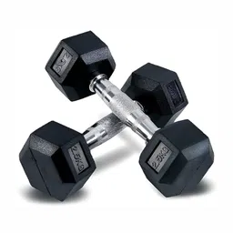 HackerX Set Of 2 Fixed Weight Hexagonal Rubber Dumbbell 5 Kg image 1