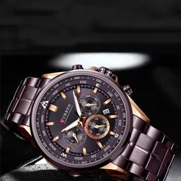 Curren Men Brass Dial & Stainless Steel Straps Analogue Watch CR-8399-Brown-29