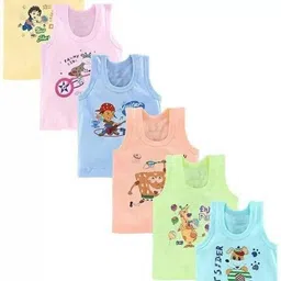 TINY HANDS Pack of 6 Kids Printed Cotton Innervests-10