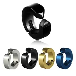 Teeragaj Unisex Set Of 5 Stainless Steel Circular Shaped Hoop Earrings-picture-49
