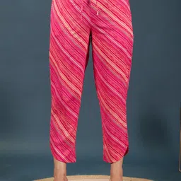 Aramya Striped Leheriya Printed Cotton Trousers-image-81