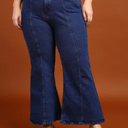 Women Boot-Leg High Rise Blue Jeans-image-74