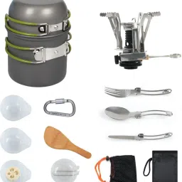 13 PCS Camping Cookware Compact/Lightweight/Durable Camping Pots and Pans Set Oven Outer Door Glass-image-5