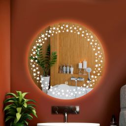 Round 24x24 Inch Wall-Mounted LED Mirror with Smart Sensor and 3-Color Light Bathroom Mirror-picture-3