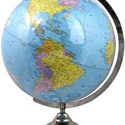 geokraft Laminated 12 Inches Chrome Finish World Globe with Lens Desk and Table Top Political World Globe image 2