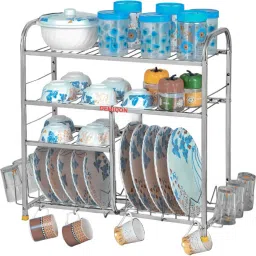 Utensil Kitchen Rack 24x 24 Inches Kitchen Dish Rack / Plate Cutlery Stand / Modern Kitchen Stand / Steel-image-51