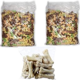 Dog Flavoured biscuit 2 kg and Bone 3 inch 12 pieces Chicken, Vanilla, Egg Dog Treat-picture-11