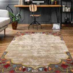 joyrugs by littlelooms Buy Beige Wool And Art Silk Vintage 5 x 7 Feet Hand Tufted Carpet-picture-20