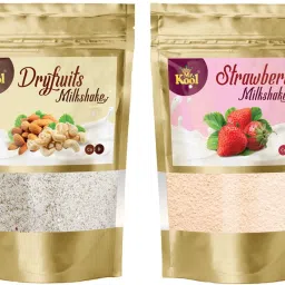 Dry Fruit & Strawberry Flavor Milkshake Powder | Instant Milk Drink Mix Combo Pack 100g Each (Dry Fruit & Strawberry)-image-59