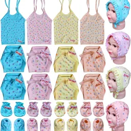 New Born Cloth With Jabla,Nappy,Mitten Booties and Caps,0-6 Month,Hosiery-image-46