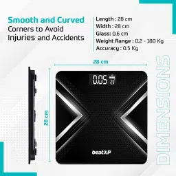beatXP Gravity X Digital Weight Machine with Thick Tempered Glass | LCD Display Weighing Scale image 4
