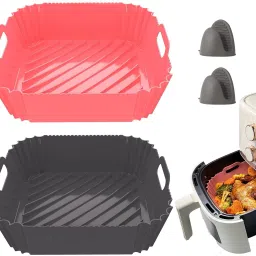 Square Reusable Air Fryer Food Safe Silicone Pot Basket Liner Kitchen Tool Set-image-26