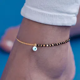 AIKA BY MINUTIAE Gold-Plated Crystal-Studded & Beaded Anklet-66