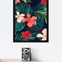 Gallery99 Blue & Red Floral Leaf Textured Paper Framed Art-image-48