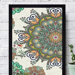 Gallery99 White & Green Abstract Mandala Textured Paper Framed Art-16