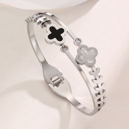 Designs & You Silver-Plated Two Clover Leaf Detail Bangle-Style Bracelet image 4