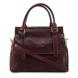 GENWAYNE Brown Textured Leather Structured Handheld Bag-35