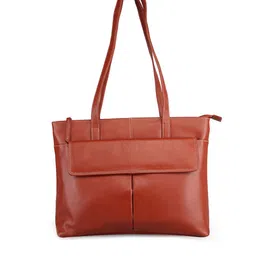 GENWAYNE Tan Leather Structured Handheld Bag-3
