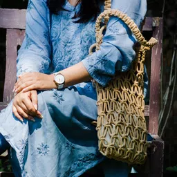 DECORDILL Hand-Knotted Cotton Structured Handheld Bag-37