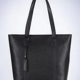 Mast & Harbour Black Textured Structured Tote Bag-41