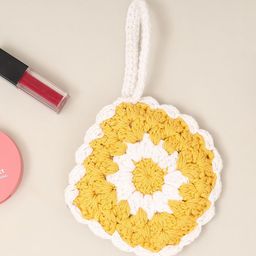 ITIHASIKALA Textured Crochet Structured Cotton Handheld Bag-image-4