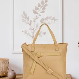 Baggit Yellow Structured Handheld Bag-image-3