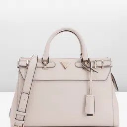 GUESS Solid Textured PU Structured Handheld Bag-4
