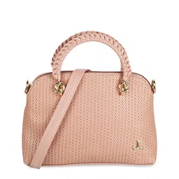 Mochi Pink Textured Structured Satchel Bag-90