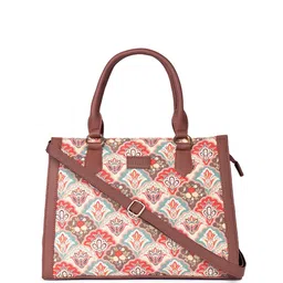 ZOUK Ethnic Motifs Printed Structured Jute Handheld Bag image 3