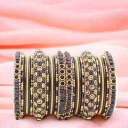 leshya Set Of 26 Brass-Plated Stone-Studded Bangles-image-42