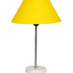 Devansh Yellow & White Textured Cotton Shade Frustum Shape Table Lamp image 3