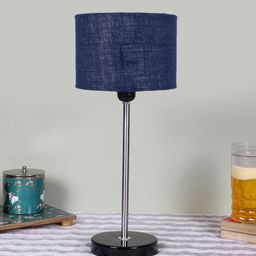 Devansh Blue Textured Jute Cylindrical Table Lamp-14