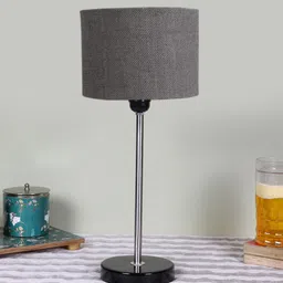 Devansh Grey Textured Cylinder Wooden Contemporary Table Lamp-image-95