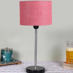 Devansh Pink Textured Cylinder Wooden Contemporary Table Lamp-image-31