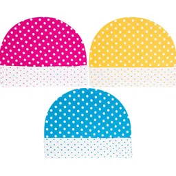 BAESD Infants Pack Of 3 Printed Cotton Beanies-17