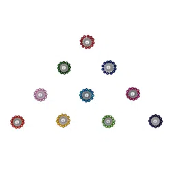 Comet Busters 10 Pcs Multi-Coloured Circular Shaped Stone Studded Reusable Bindi image 2