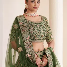 ODETTE Embroidered Semi-Stitched Lehenga & Unstitched Blouse With Dupatta image 2