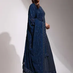 Fabcartz Embroidered Sequinned Semi-Stitched Lehenga & Unstitched Blouse With Dupatta image 4