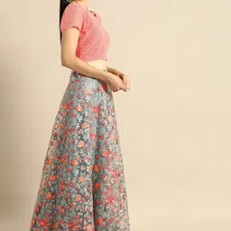 Fusionic Embroidered Sequinned Semi-Stitched Lehenga & Unstitched Blouse With Dupatta image 4