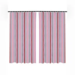 Kuber Industries Red & White 2Pcs Striped Window Curtains-38