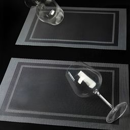 OBSESSIONS Grey & Black 6 Pieces Textured Waterproof Table Placemats-25