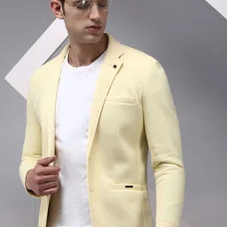 SHOWOFF Men Yellow Solid  Single-Breasted Blazer-image-40