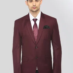 FAVOROSKI Men Burgundy Solid Slim-Fit Single-Breasted Formal Blazer-20
