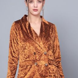 Golden Kite Self Design Shawl Collar Double-Breasted Blazer-picture-6